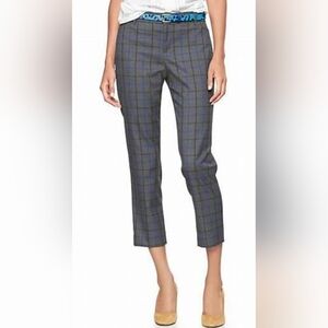 🧨 Gap Gray Blue Black Glen Plaid Slim Cropped Pants